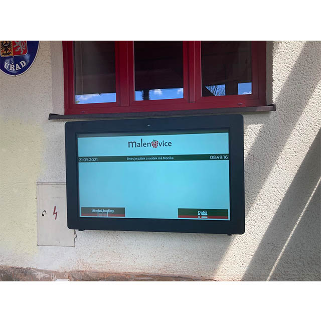 Outdoor wall mounted capacitive touch screen kiosk