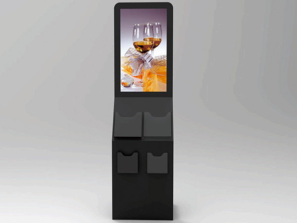 Touch screen kiosk with Leaflet Brochure shelf